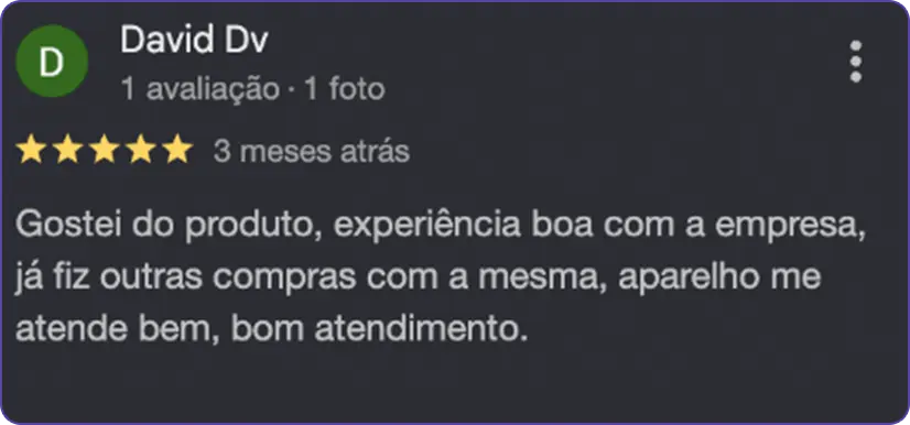 Feedback real de cliente da Sampaio Imports 6