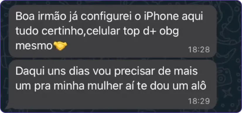 Feedback real de cliente da Sampaio Imports 9
